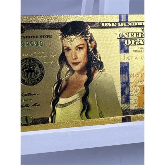 14 PCS Gold Foil $100 Lord of the Rings Collectible Dollar Bill Banknote Set COA